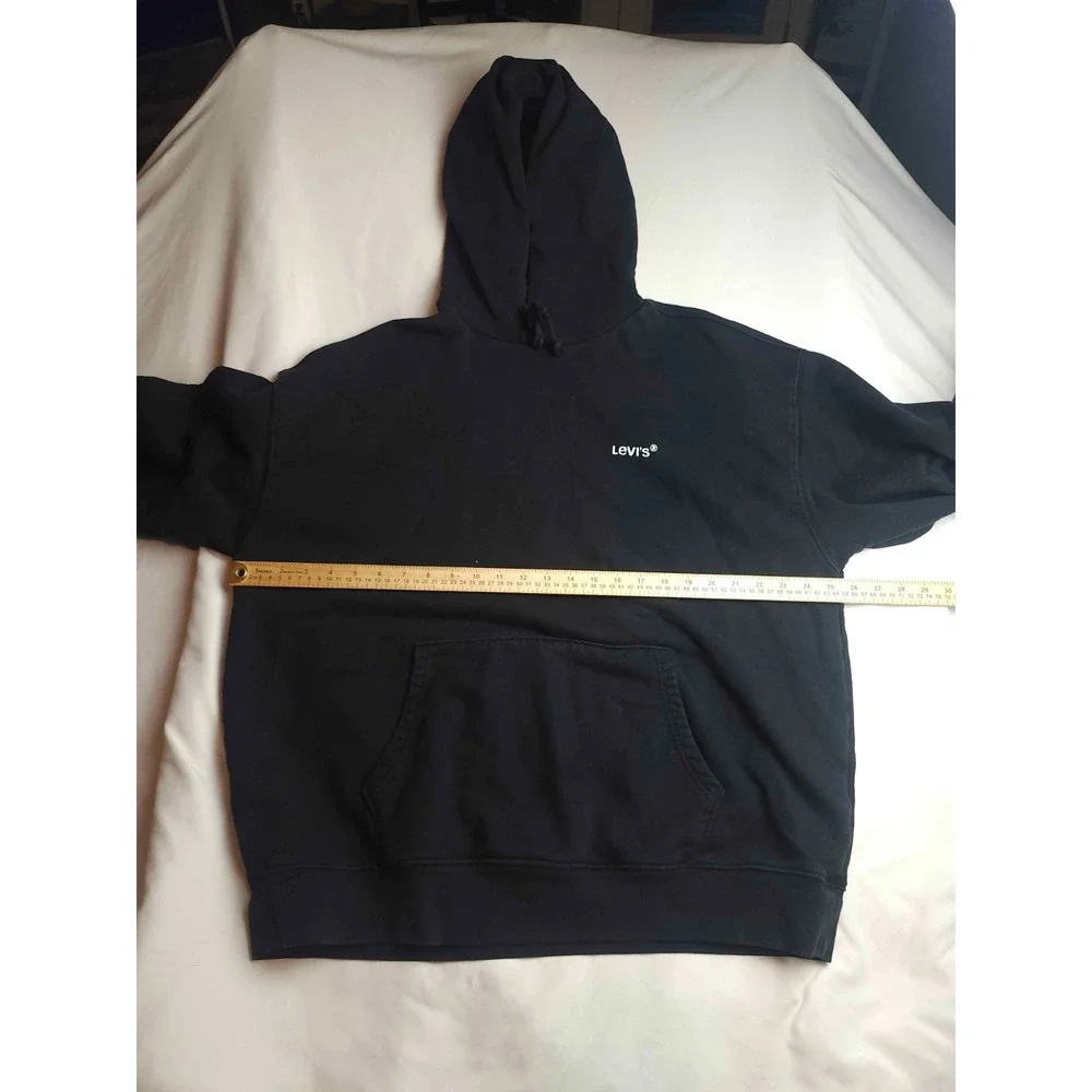 Levi's Relaxed Hoodie Mens XL Black Graphic Pullover Fleece Logo Streetwear